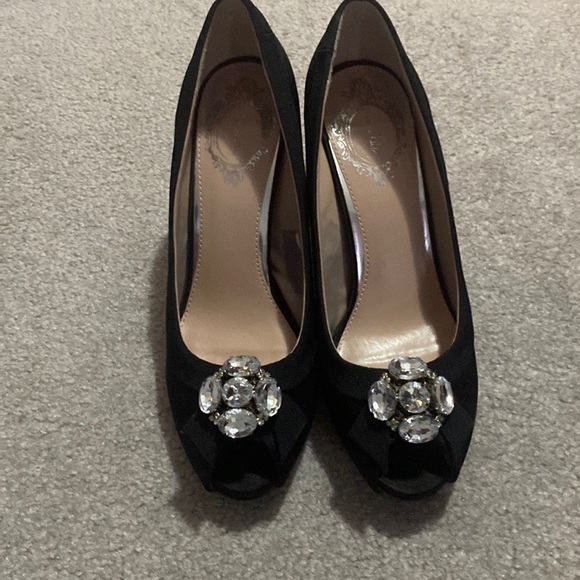 Blk open toe heels 7.5 M - Picture 1 of 8